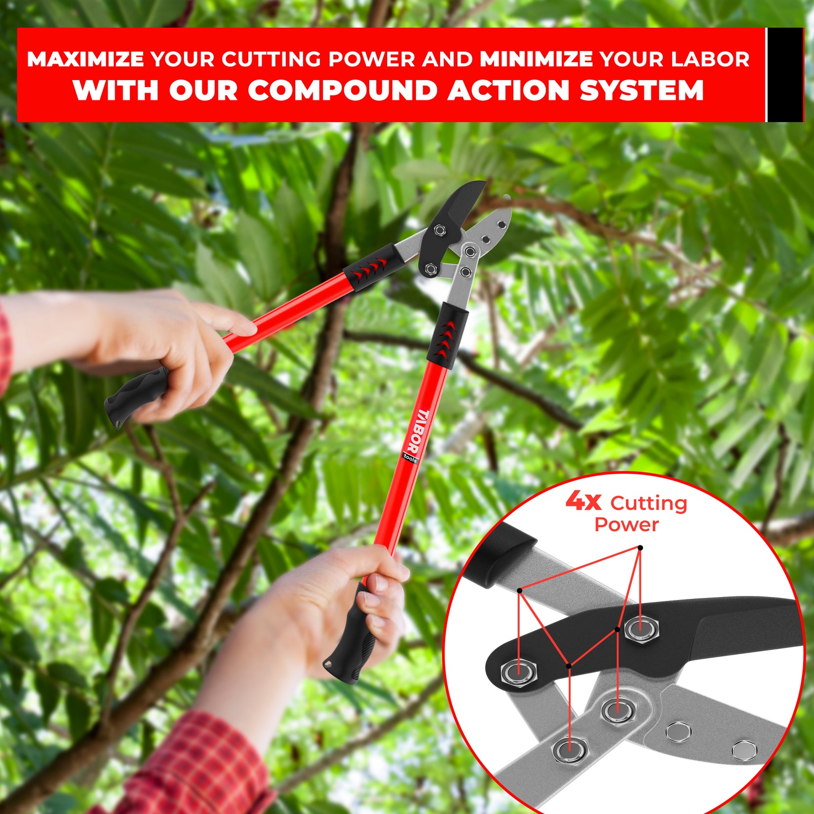 TABOR TOOLS GG12A Professional 30" Compound Action Anvil Lopper Tabor