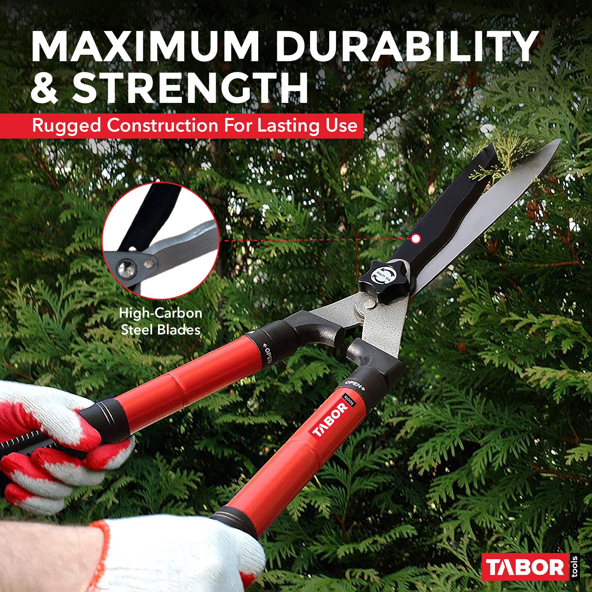 garden hedge scissors TABOR TOOLS B212A Extendable Telescopic Hedge Shears