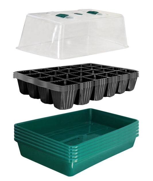 TABOR TOOLS 5-Pack Seed Starter Cell Insert for Germination Tray, Plastic 24-Cell Seedling Trays with Drain Holes. (5-Pack). TR44A.