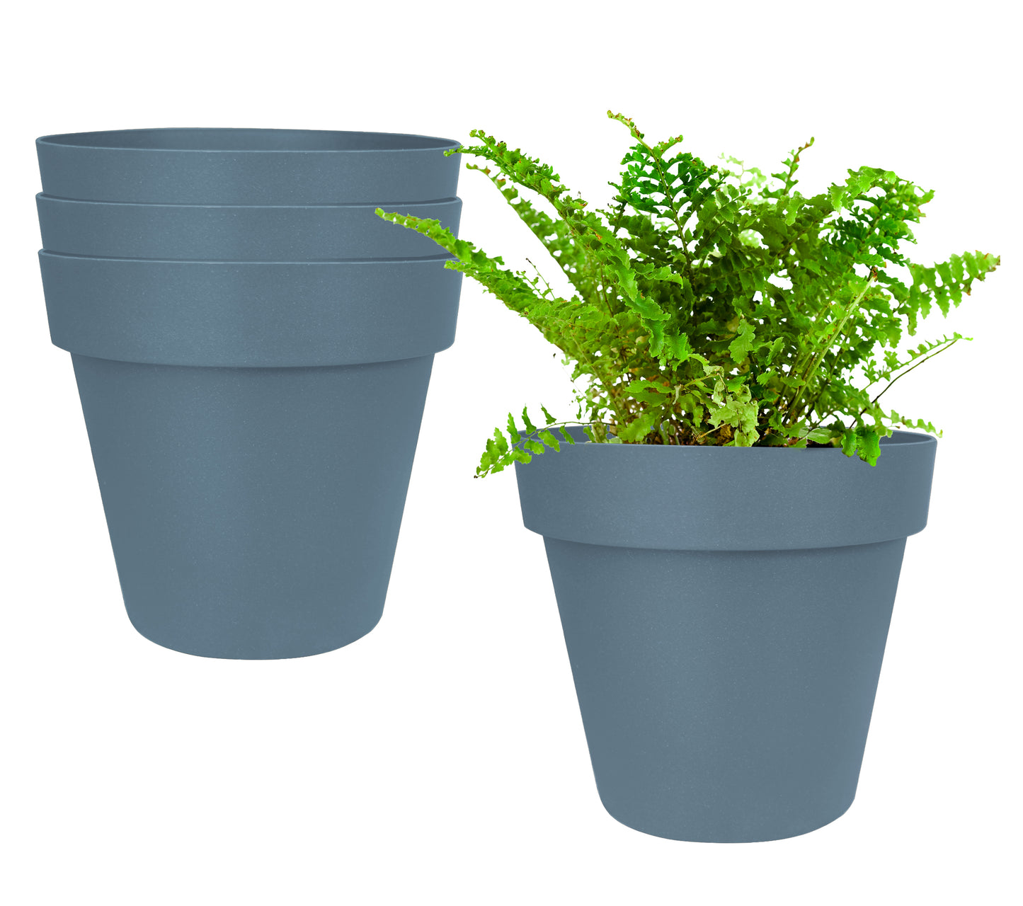Set of 4 Plastic 7 Inch Height, ø 8 Inch Round Planter with Drainage Plug (8 Colors)