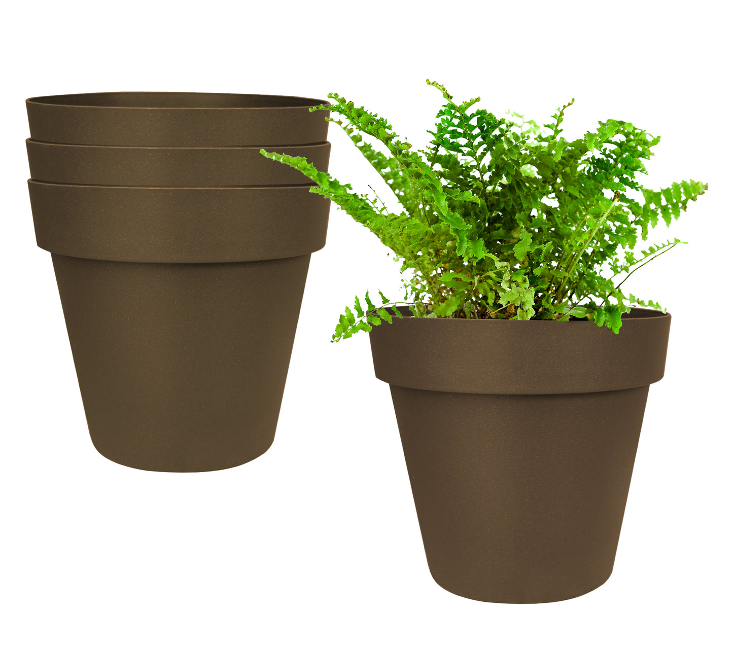 Set of 4 Plastic 7 Inch Height, ø 8 Inch Round Planter with Drainage Plug (8 Colors)