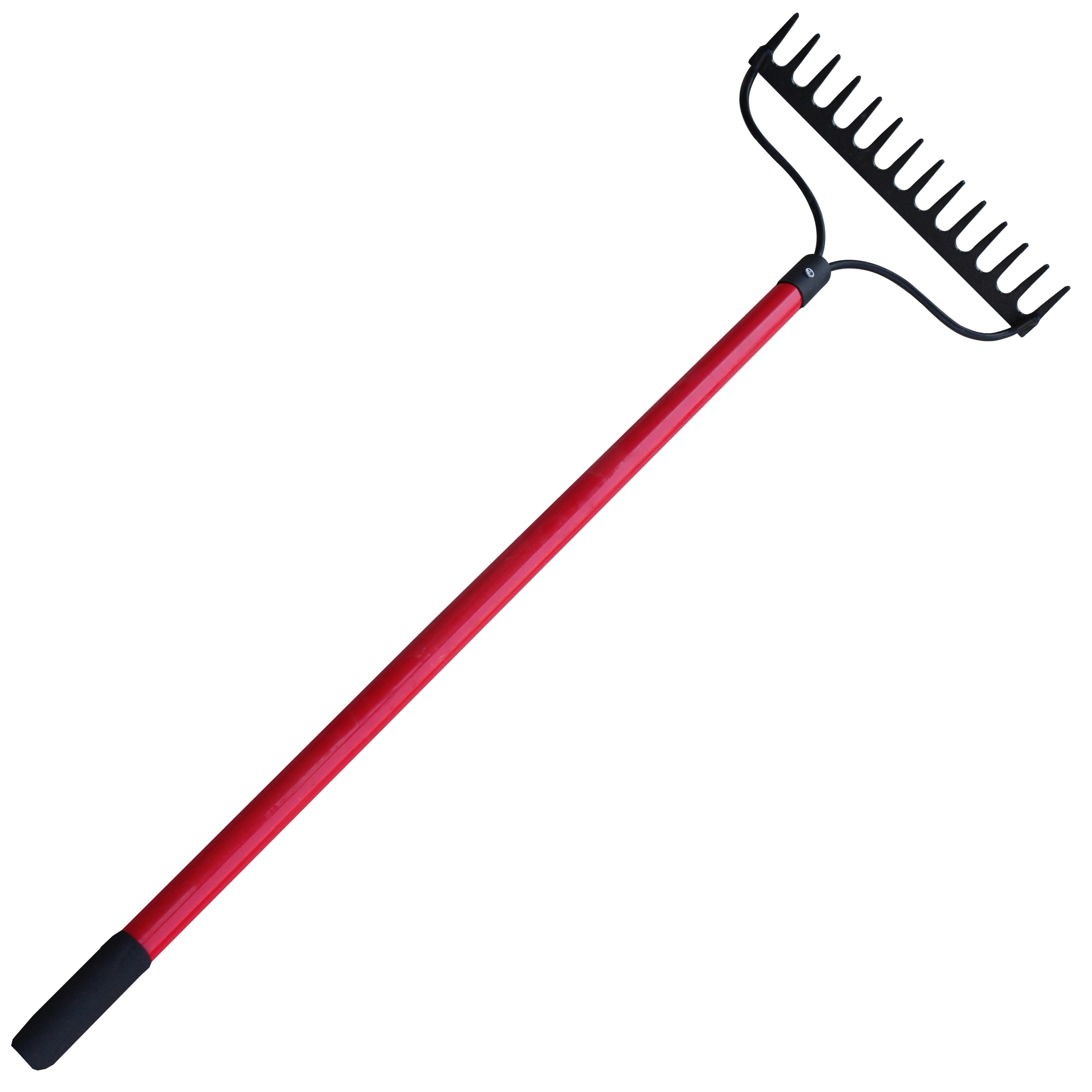 TABOR TOOLS J205 Level Head Rake With Strong Long 54" Fiberglass Handle, 14-Tine