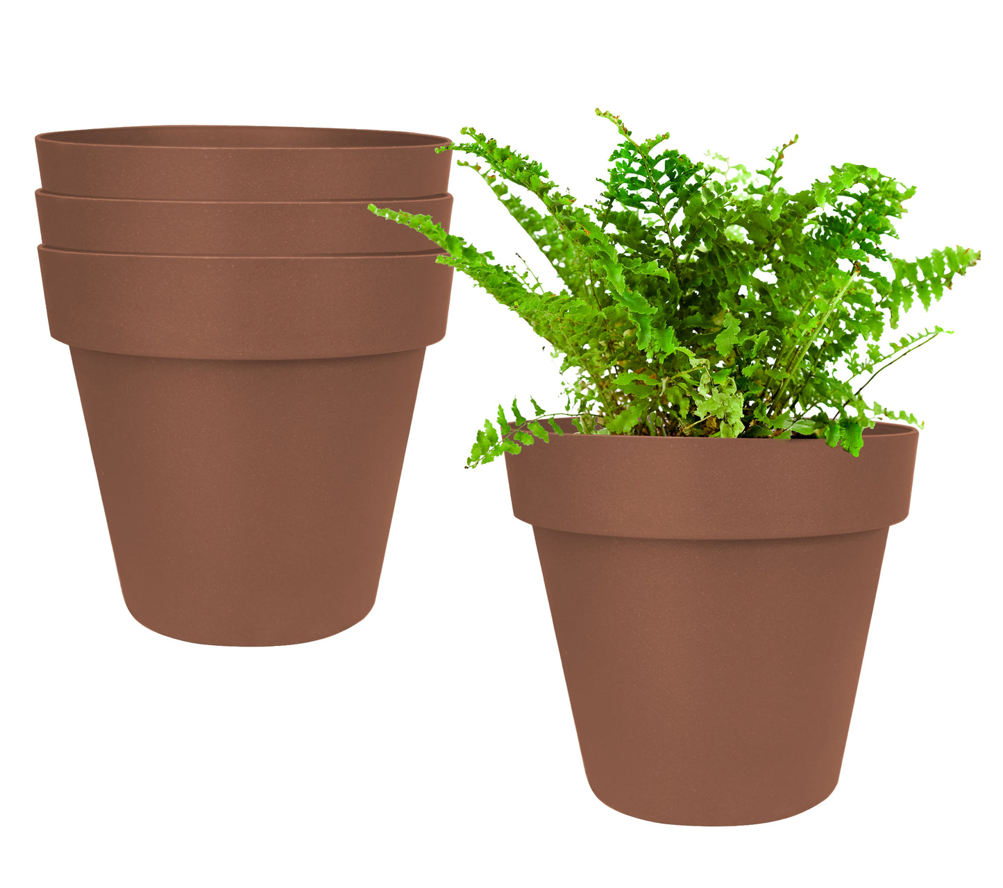 Set of 4 Plastic 7 Inch Height, ø 8 Inch Round Planter with Drainage Plug (8 Colors)